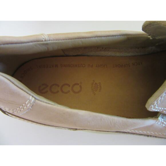 ECCO Beige Leather 46 Balance Arch Support Shock Point Slip On Driving Loafers main image 10